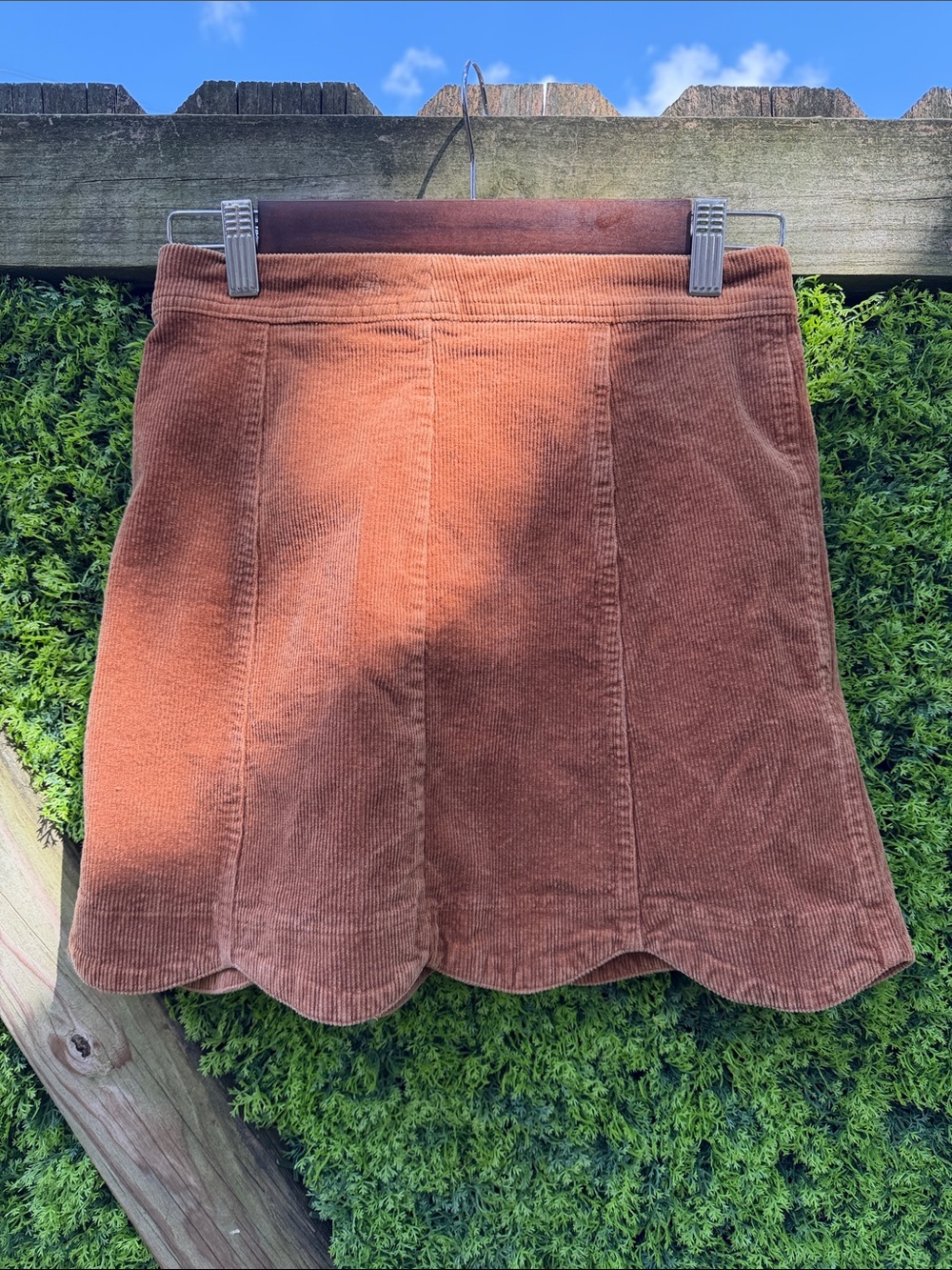 Corduroy Scallop Hem Skirt